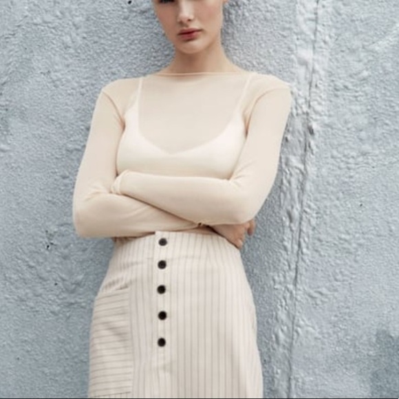 ZARA STRIPED MIDI SKIRT SZ S - Picture 2 of 9